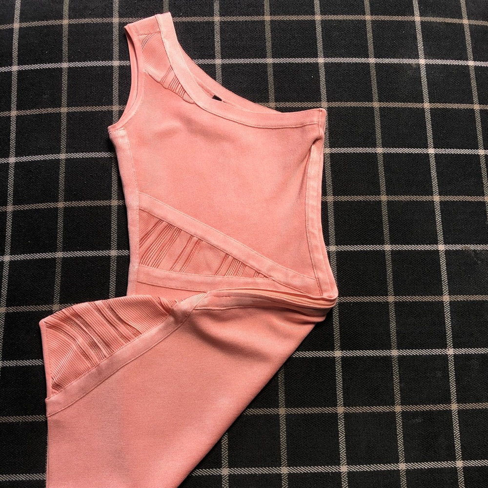 Guess by Marciano One Shoulder Peach Dress